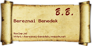 Bereznai Benedek névjegykártya