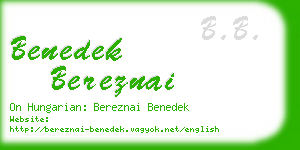 benedek bereznai business card